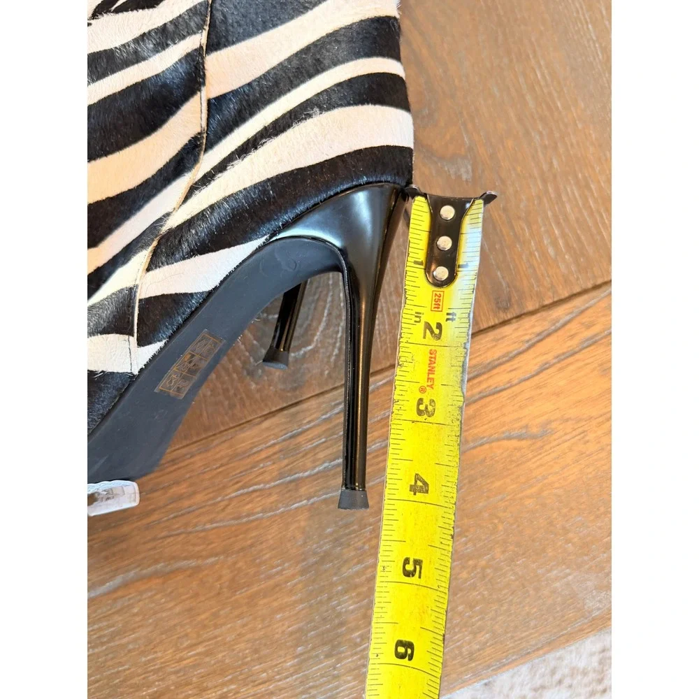 Jeffrey Campbell Arsen Genuine Calf Hair Knee High Boot Womens Black White 8